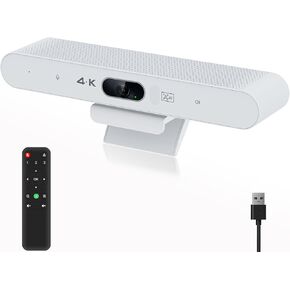 4K Webcam, Ultra 4K HD Conference Room Camera with Speaker and Microphone, Noise-Reduction, Auto Light Correction, Wide Field of View, AI Tracking, Works with Teams, Zoom, Google Voice, PC/Mac/Laptop