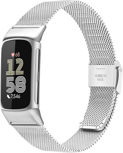 حزام TRUMiRR للشحن 6 / الشحن 5 للنساء والرجال، حزام بديل من الفولاذ المقاوم للصدأ شبكي لساعة Fitbit Charge 6 / Charge 5 in Kuwait