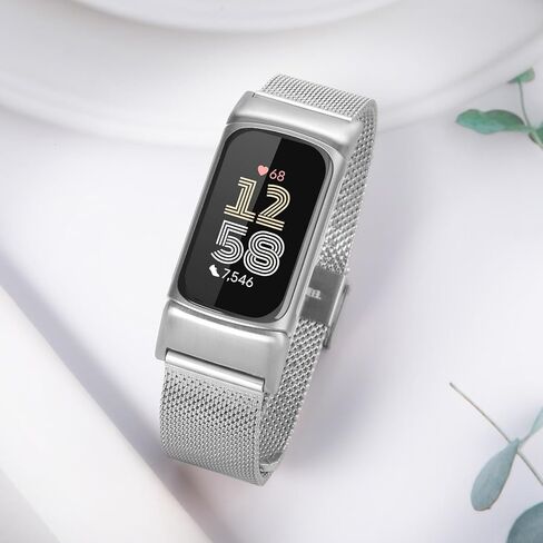 حزام TRUMiRR للشحن 6 / الشحن 5 للنساء والرجال، حزام بديل من الفولاذ المقاوم للصدأ شبكي لساعة Fitbit Charge 6 / Charge 5 in Kuwait