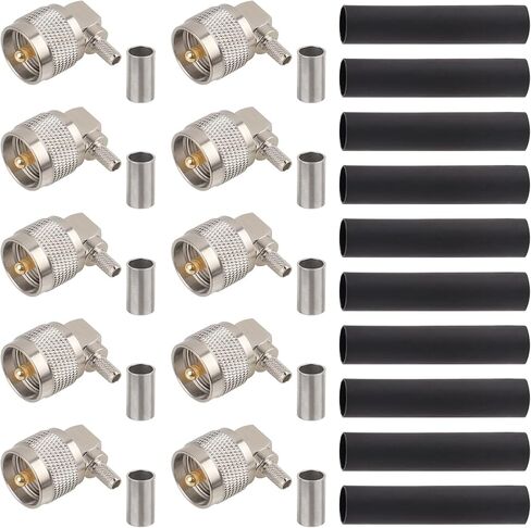RG58 UHF PL-259 Connector - UHF Right Angle 90 Degree Coax Adapter L Shape 90° RF Coax Connectorfor RG58 LMR195 RG400 3D-FB KSR195 Cable (Pack of 10) in Saudi Arabia
