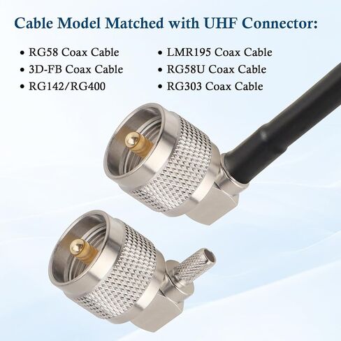 RG58 UHF PL-259 Connector - UHF Right Angle 90 Degree Coax Adapter L Shape 90° RF Coax Connectorfor RG58 LMR195 RG400 3D-FB KSR195 Cable (Pack of 10) in Saudi Arabia