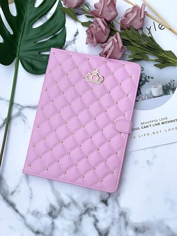 for iPad Air 11 Inch 6th Generation Case M2(2024),iPad Air 5th/4th Gen Case 10.9 2022/2020,Crown Bling Diamond PU Leather Smart Auto Sleep/Wake Stand Protective Case for iPad Air 6/5/4th,Pink in Saudi Arabia