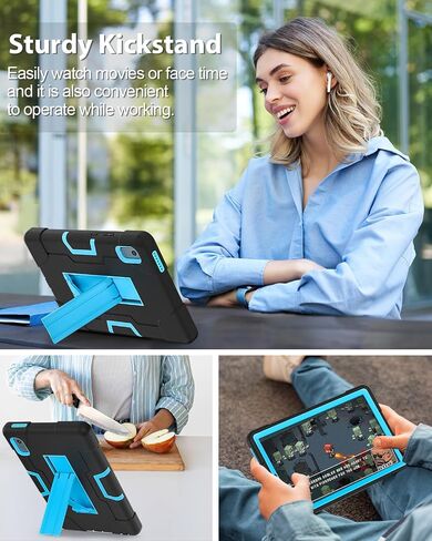 حافظة WESOROL Lenovo Tab M9 مع مسند، حافظة كمبيوتر لوحي Lenovo M9، حافظة واقية شديدة التحمل مقاومة للصدمات لجهاز Lenovo Tablet 9.0 بوصة Tab M9 (TB-310FU) إصدار 2023 - أسود + أزرق in Saudi Arabia