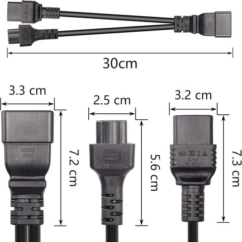 SinLoon IEC 320 C20 to Dual C19 Power Cord,C20 Male to 2 x C19 Y Splitter Adapter Extension Power Cable Cord(Black C20 to Dual C19) in Saudi Arabia