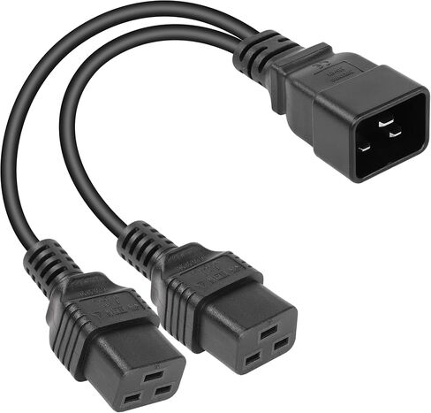 SinLoon IEC 320 C20 to Dual C19 Power Cord,C20 Male to 2 x C19 Y Splitter Adapter Extension Power Cable Cord(Black C20 to Dual C19) in Saudi Arabia