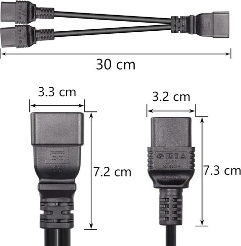 SinLoon IEC 320 C20 to Dual C19 Power Cord,C20 Male to 2 x C19 Y Splitter Adapter Extension Power Cable Cord(Black C20 to Dual C19) in Saudi Arabia