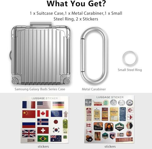 KOREDA Funny Suitcase Design Case for Samsung Galaxy Buds FE/Galaxy Buds 2 Pro/Galaxy Buds Pro/Galaxy Buds Live, Cute Fashion Protective Hard Case for Women Men with Keychain (Black) in Saudi Arabia