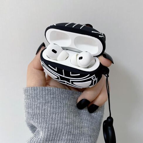 متوافق مع AirPods Pro 2019/Pro 2 Case 2022، حافظات سيليكون لطيفة Kawaii، تصميم كرتوني مضحك ثلاثي الأبعاد، أغطية ناعمة للأولاد والبنات والأطفال والمراهقين والنساء، حماية كاملة (سم أسود) in Saudi Arabia