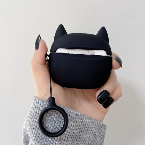 متوافق مع AirPods Pro 2019/Pro 2 Case 2022، حافظات سيليكون لطيفة Kawaii، تصميم كرتوني مضحك ثلاثي الأبعاد، أغطية ناعمة للأولاد والبنات والأطفال والمراهقين والنساء، حماية كاملة (سم أسود) in Saudi Arabia