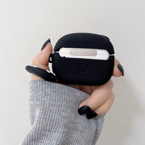 متوافق مع AirPods Pro 2019/Pro 2 Case 2022، حافظات سيليكون لطيفة Kawaii، تصميم كرتوني مضحك ثلاثي الأبعاد، أغطية ناعمة للأولاد والبنات والأطفال والمراهقين والنساء، حماية كاملة (سم أسود) in Saudi Arabia