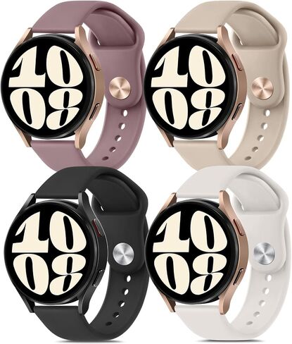 Vancle 4 Pack Bands Compatible with Samsung Galaxy Watch 6 Band 40mm 44mm, Galaxy Watch 6 Classic Bands 43mm 47mm, 20mm Soft Silicone Sport Replacement Strap for Galaxy Watch 6 Band Women Men in Saudi Arabia