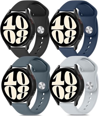 Vancle 4 Pack Bands Compatible with Samsung Galaxy Watch 6 Band 40mm 44mm, Galaxy Watch 6 Classic Bands 43mm 47mm, 20mm Soft Silicone Sport Replacement Strap for Galaxy Watch 6 Band Women Men in Saudi Arabia