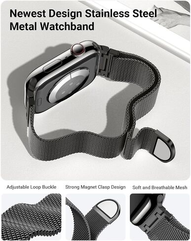 Metal Stainless Steel bands Compatible with Apple Watch Band 40mm 38mm 41mm 42mm 44mm 45mm 49mm for Women Men,Mesh Strap Magnetic Clasp Milanese Loop for iWatch Bands SE Ultra/2 Series 9 8 7 6 5 4 3 2 in Saudi Arabia