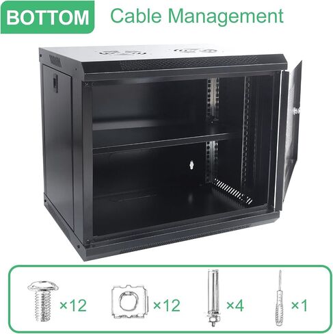 6U Wall Mount Server Cabinet IT Network Rack Enclosure Lockable Glass Door Black in Saudi Arabia