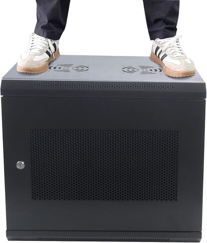 6U Wall Mount Server Cabinet IT Network Rack Enclosure Lockable Glass Door Black in Saudi Arabia