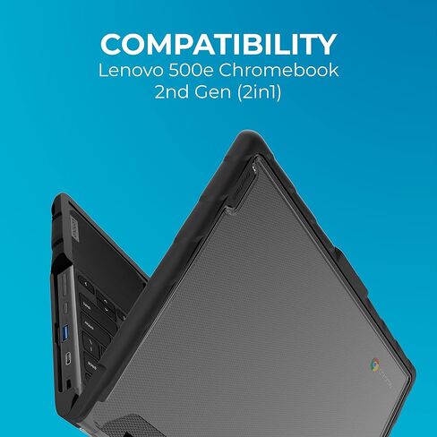 Gumdrop DropTech Laptop Case Fits Lenovo 300e | 300w | 500e | 500w Gen 3 (2-in-1) Designed for Students Teachers & Classrooms–Drop Tested Rugged Shockproof Bumpers for Reliable Device Protection–Black in Saudi Arabia