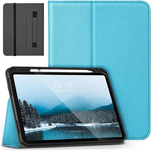 DTTO iPad 10th Generation Case (2022) - Premium Leather Folio Standing Cover with Pencil Holder, Auto Wake/Sleep, Black, for 10.9inch iPad 2022 (Model: A2757/A2777/A2696) in Saudi Arabia