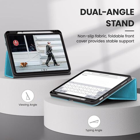 DTTO iPad 10th Generation Case (2022) - Premium Leather Folio Standing Cover with Pencil Holder, Auto Wake/Sleep, Black, for 10.9inch iPad 2022 (Model: A2757/A2777/A2696) in Saudi Arabia