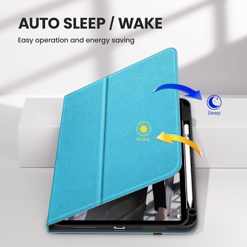 DTTO iPad 10th Generation Case (2022) - Premium Leather Folio Standing Cover with Pencil Holder, Auto Wake/Sleep, Black, for 10.9inch iPad 2022 (Model: A2757/A2777/A2696) in Saudi Arabia