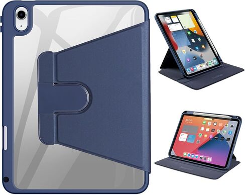 Rotating Case 10.9 Compatible with 10th Gen iPad Case Clear,iPad Cover 10th Generation 2022 with Pencil Holder,360 Degree Rotating Folio Stand Cover,Soft TPU Cover,Sleep/Wake Cover,Dark Blue in Saudi Arabia