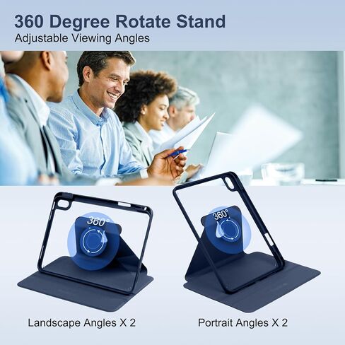 Rotating Case 10.9 Compatible with 10th Gen iPad Case Clear,iPad Cover 10th Generation 2022 with Pencil Holder,360 Degree Rotating Folio Stand Cover,Soft TPU Cover,Sleep/Wake Cover,Dark Blue in Saudi Arabia