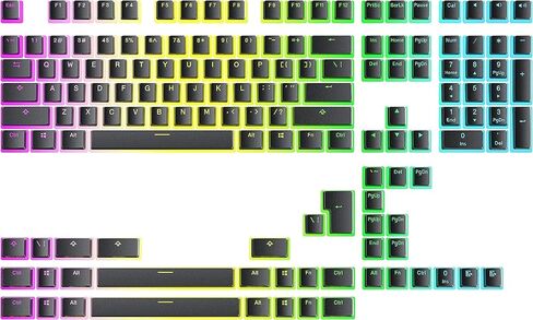 Pudding v2 Keycaps Set | Doubleshot PBT Keycap Set | Full 145 OEM Profile Key Set | ANSI (US), ISO Compatible - Supports Full Size, TKL, 75%, 60% Layouts (Black) in Saudi Arabia