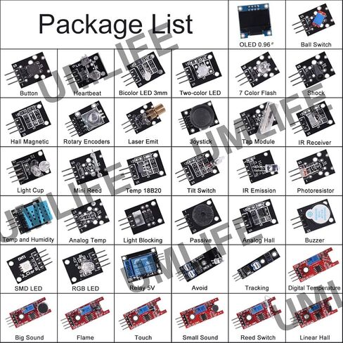 38 in 1 Sensor Modules Kit, 37 in 1 Sensor Module + 0.96‘’ 4PIN OLED for Arduino Raspberry Pi Project Super Starter Kits for UNO R3 Mega2560 Mega328 Nano Raspberry Pi 3 2 Model STM32 in Saudi Arabia