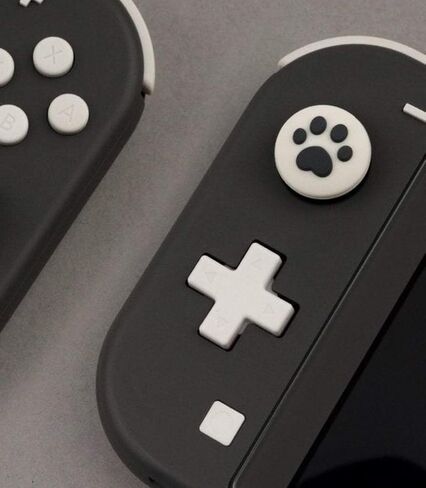 Silicone Protective Joysticks Cover for Nintendo Switch V2 / OLED / Switch Lite / Joy-Con - Paws Cat Claw design Rockers Controller Button Key Gaming Thumb grip Anti-Slip (Black & White) in Saudi Arabia