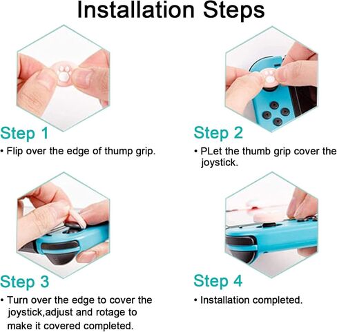 Silicone Protective Joysticks Cover for Nintendo Switch V2 / OLED / Switch Lite / Joy-Con - Paws Cat Claw design Rockers Controller Button Key Gaming Thumb grip Anti-Slip (Black & White) in Saudi Arabia