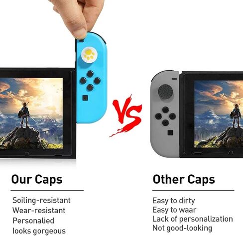 Silicone Protective Joysticks Cover for Nintendo Switch V2 / OLED / Switch Lite / Joy-Con - Paws Cat Claw design Rockers Controller Button Key Gaming Thumb grip Anti-Slip (Black & White) in Saudi Arabia