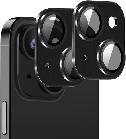 [Black][2 Pack] Camera Lens Protector for iPhone 15/15 Plus,Ultra HD 9H Tempered Glass Camera Cover screen Metal Ring Case Friendly Scratch Resistant Easy to Install in Saudi Arabia