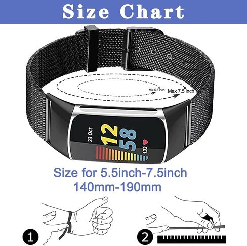 Mesh Metal Bands Compatible with Fit bit Charge 5 Bands for Women/Men, Adjustable Breathable Stainless Steel Charge 5 Smart Watch Metal Replacement Band for Men in Kuwait