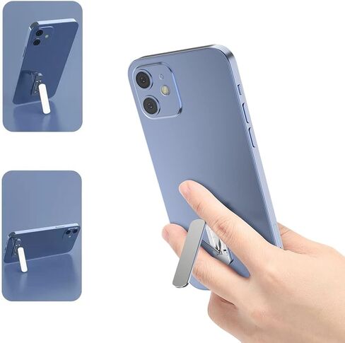 Mobile Kickstand 360° Rotation Adjustable Vertical Horizontal Placement Thin Pocket Aluminum Kickstand Compatible with Any Cell Phone, Silver in Saudi Arabia