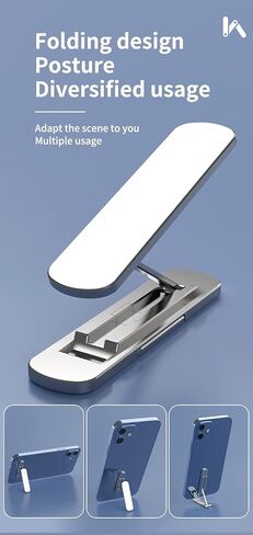 Mobile Kickstand 360° Rotation Adjustable Vertical Horizontal Placement Thin Pocket Aluminum Kickstand Compatible with Any Cell Phone, Silver in Saudi Arabia