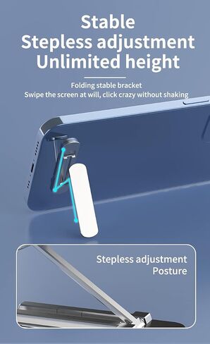Mobile Kickstand 360° Rotation Adjustable Vertical Horizontal Placement Thin Pocket Aluminum Kickstand Compatible with Any Cell Phone, Silver in Saudi Arabia