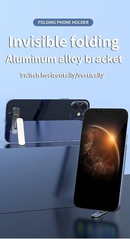 Mobile Kickstand 360° Rotation Adjustable Vertical Horizontal Placement Thin Pocket Aluminum Kickstand Compatible with Any Cell Phone, Silver in Saudi Arabia