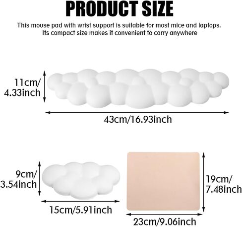2pcs Wrist Rest,Keyboard Wrist Rest,Wrist Rest for Computer Keyboard, Cloud Shaped Mouse Wrist Rest and Pad Sets Multi-Function Computer Accessories Suitable for Office Home Use in Saudi Arabia
