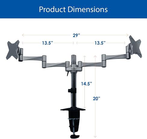 QualGear Qg-Dm-02-016 3 Way Articulating Dual Desk Mount for 13-27 Inches Flatpanel Monitors, Silver in Saudi Arabia
