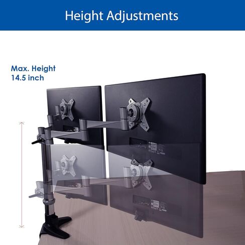 QualGear Qg-Dm-02-016 3 Way Articulating Dual Desk Mount for 13-27 Inches Flatpanel Monitors, Silver in Saudi Arabia