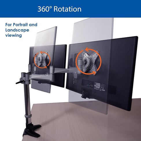 QualGear Qg-Dm-02-016 3 Way Articulating Dual Desk Mount for 13-27 Inches Flatpanel Monitors, Silver in Saudi Arabia