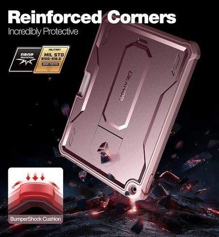 Dexnor for iPad 9.7 Inch 6th /5th Generation(2018/2017), [Built in Screen Protector & Kickstand] with Pen Holder Heavy Duty Shockproof Full Body Protective Cover for iPad 6th Generation Case-Pink in Saudi Arabia