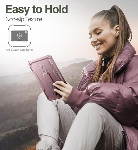 Dexnor for iPad 9.7 Inch 6th /5th Generation(2018/2017), [Built in Screen Protector & Kickstand] with Pen Holder Heavy Duty Shockproof Full Body Protective Cover for iPad 6th Generation Case-Pink in Saudi Arabia