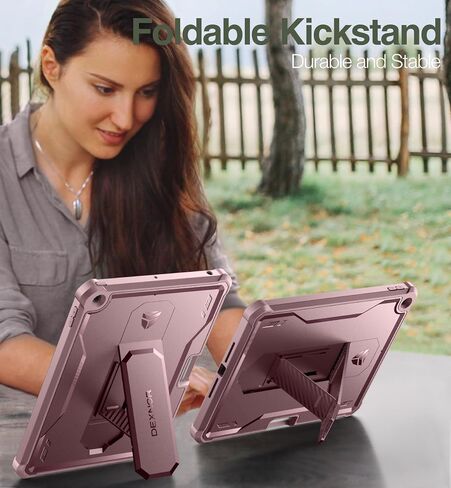 Dexnor for iPad 9.7 Inch 6th /5th Generation(2018/2017), [Built in Screen Protector & Kickstand] with Pen Holder Heavy Duty Shockproof Full Body Protective Cover for iPad 6th Generation Case-Pink in Saudi Arabia