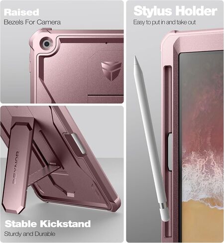 Dexnor for iPad 9.7 Inch 6th /5th Generation(2018/2017), [Built in Screen Protector & Kickstand] with Pen Holder Heavy Duty Shockproof Full Body Protective Cover for iPad 6th Generation Case-Pink in Saudi Arabia
