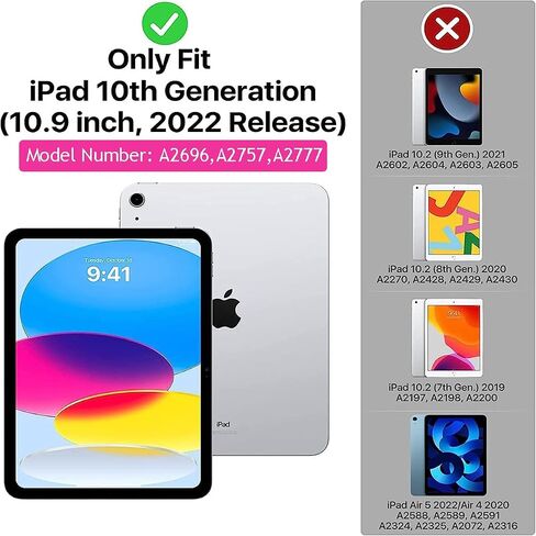 YIHE Shockproof Kids Case for iPad (A16) 11th Generation 11 Inch 2025/ iPad 10th Generation 10.9 inch 2022, Durable Protective Cover with Built-in Screen Protector & Stable Stand, CyanPink in Saudi Arabia