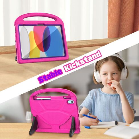 YIHE Shockproof Kids Case for iPad (A16) 11th Generation 11 Inch 2025/ iPad 10th Generation 10.9 inch 2022, Durable Protective Cover with Built-in Screen Protector & Stable Stand, CyanPink in Saudi Arabia