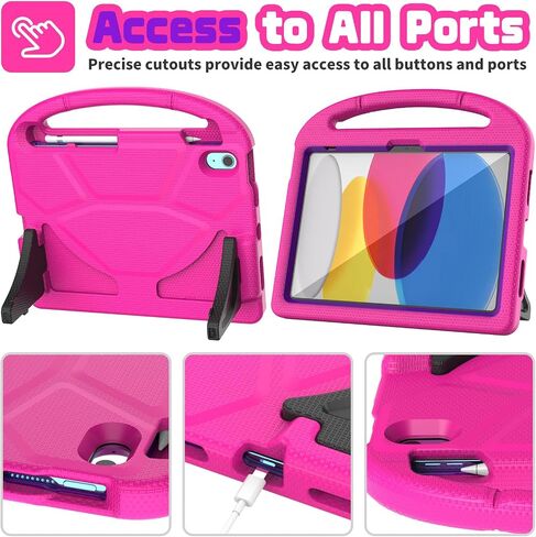 YIHE Shockproof Kids Case for iPad (A16) 11th Generation 11 Inch 2025/ iPad 10th Generation 10.9 inch 2022, Durable Protective Cover with Built-in Screen Protector & Stable Stand, CyanPink in Saudi Arabia