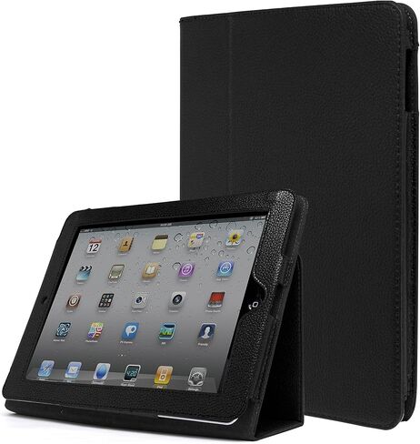 حافظة لجهاز iPad 1، حافظة من الجلد الصناعي Bastex Folio مع حامل مدمج لجهاز Apple iPad 1 الجيل الأول - أسود in Kuwait