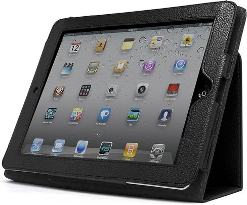 حافظة لجهاز iPad 1، حافظة من الجلد الصناعي Bastex Folio مع حامل مدمج لجهاز Apple iPad 1 الجيل الأول - أسود in Kuwait