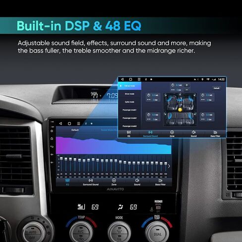 10.2 بوصة (3G RAM+32G ROM) 5G WiFi 8 Core Airplay 48EQ Android 12 راديو ستيريو للسيارة Toyota Tundra 2007-2013 Sequoia 2008-2018 مع Carplay Android Auto Support GPS Mirrorlink Backup 1080P SWC in Kuwait